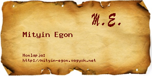 Mityin Egon névjegykártya